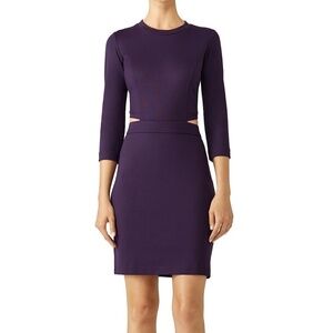 Amanda Uprichard Minka Dress Purple Cutout 3/4 Long Sleeves Size Large